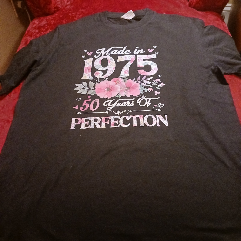 Black Graphic BIRTHDAY Tee with Pink Accents and Crew Neck